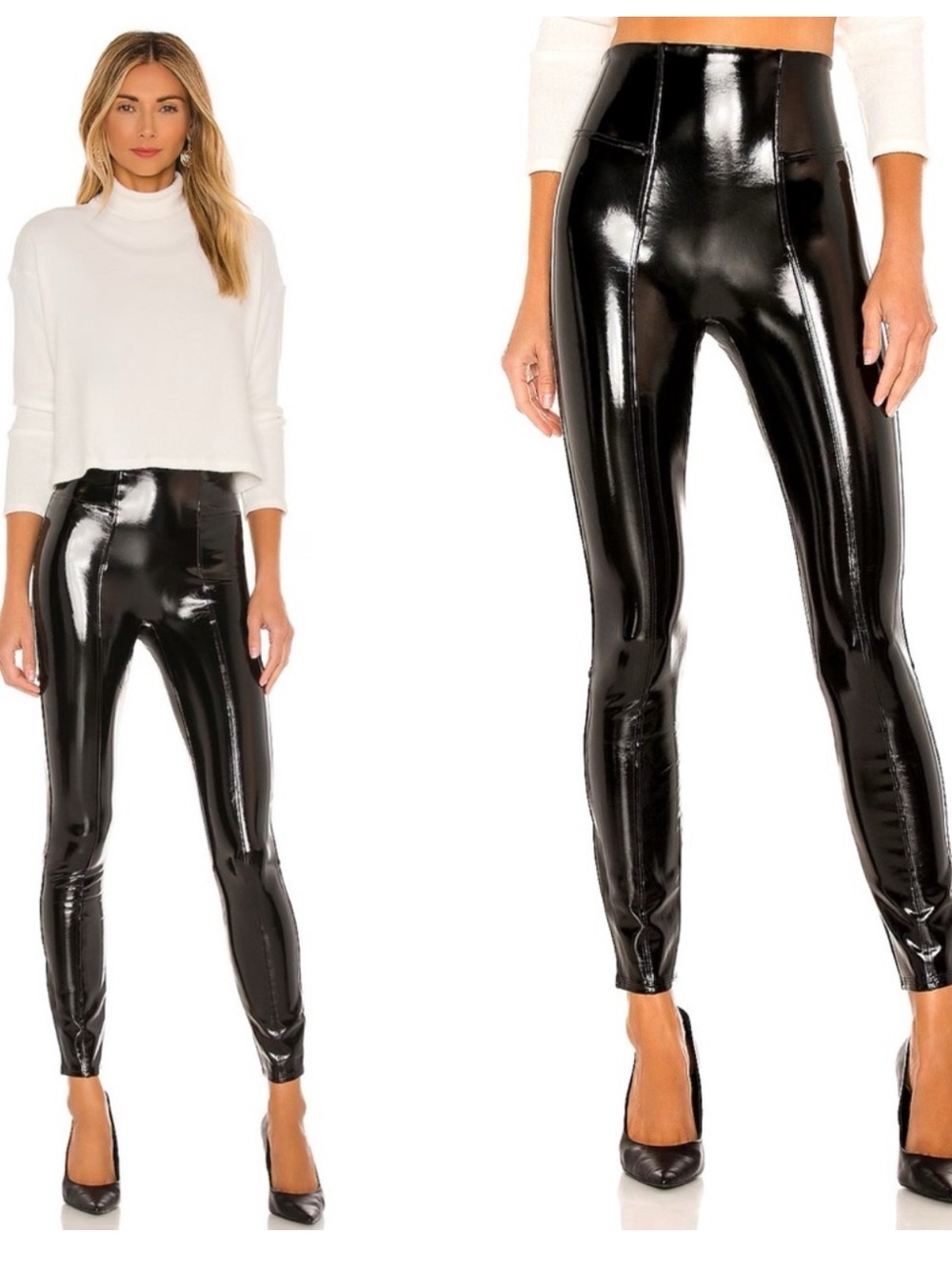 NEW without tags SPANX High-Shine Black faux patent leather Pants small